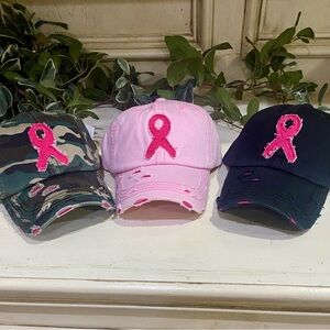 BRAND NEW WITH TAGS Distressed Pink Ribbon “Hope” Baseball Cap